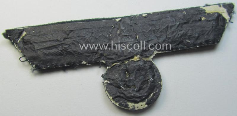 WH (Heeres) officers'-type, hand-embroidered breast-eagle (ie. 'Brustadler für Offiziere') as was executed in bright-silverish-coloured braid as was intended for usage on the various officers'-pattern tunics