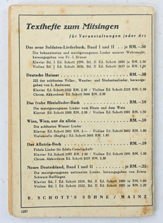 German WH Marching Songs Pocket Book