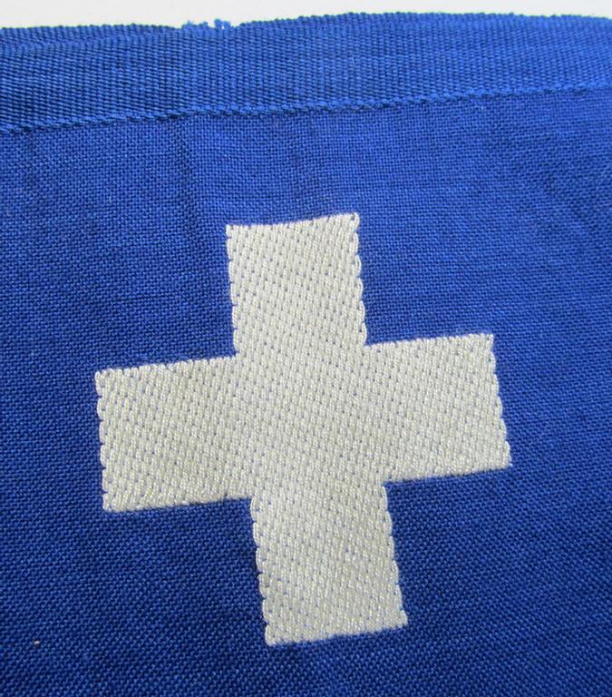 Attractive - and scarcely found! - EM- (ie. NCO-) pattern 'Reichsluftschutzbund' (ie. 'RLB'-) service-armband as executed in the neat 'BeVo'-weave-pattern as was intended for usage by a member serving within the: 'RLB erweiterten Selbstschutz...