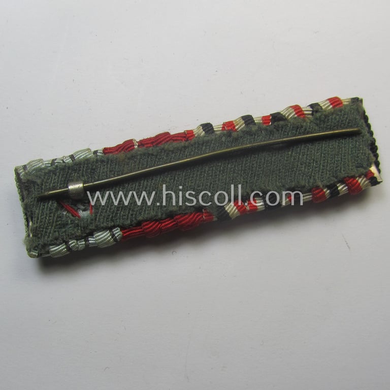 4-pieced, WH (Heeres, LW etc.) ribbon-bar (ie. 'Band- o. Feldspange') showing resp. the ribbons for an: 'EKII. Kl.', a: 'KvK II.Kl. m. Schwn.', an: 'Ost'-medal and a: Bulgarian medal: 'Za Chabrost' (with swords-device)