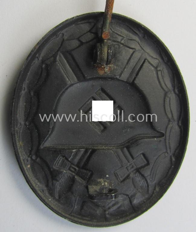 Neat - albeit non-maker-marked - example of a black-class wound-badge (or: 'Verwundeten-Abzeichen in Schwarz') that comes in an overall nice- (ie. just moderately used-), condition