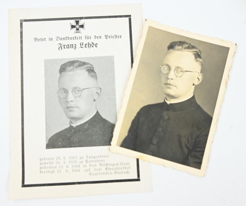 German WH Deathcard Grouping Chaplain Franz Lehde