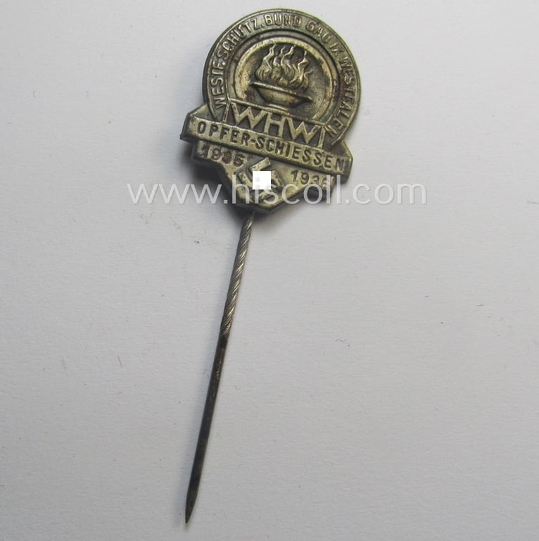 WHW- (ie. 'Winterhilfswerke'- ie. 'Opferschiessen'-) related commemorative lapel-pin entitled: 'WHW - Opferschiessen 1935-1936'