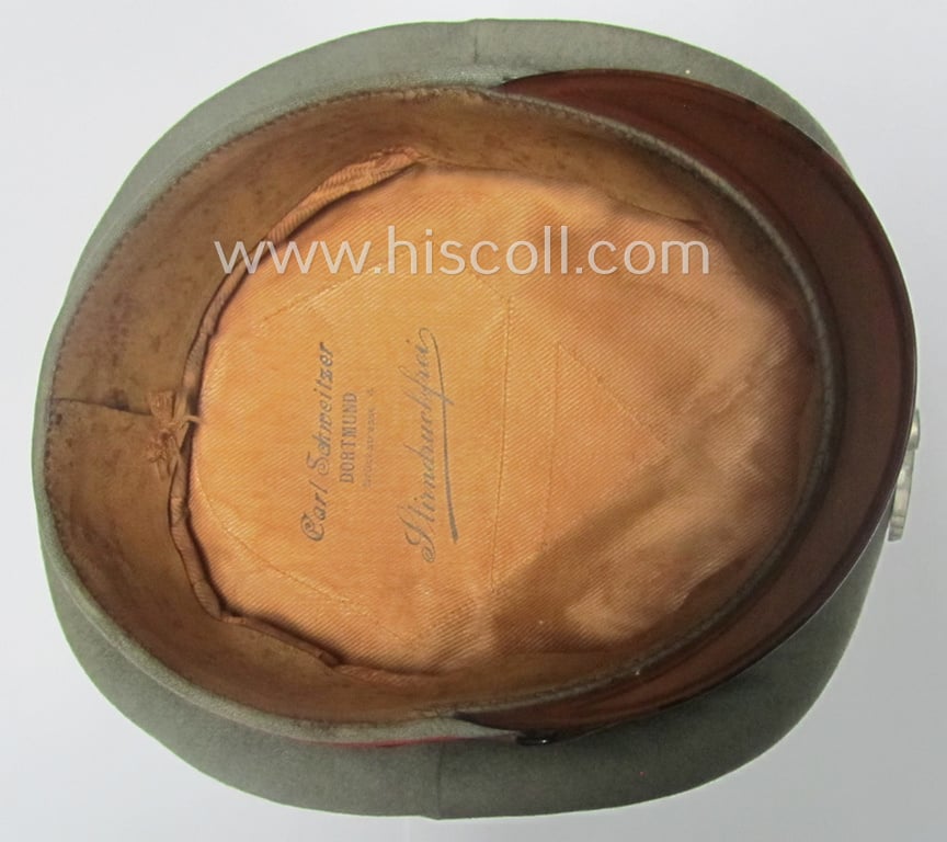 Superb example of a WH (Heeres) bright-red-piped, EM- (ie. NCO-) type visor-cap 'Schirmmütze für Mannschaften u. Unteroffiziere der (Sturm)Artillerie-Truppen' and that comes in a truly wonderful- and totally untouched, condition
