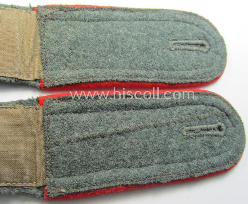 Attractive - and fully matching! - pair of WH (Heeres) early- (ie. mid-) war-period- (ie. 'M40'- ie. 'M43'-pattern), 'standard-issued' NCO-type shoulderstraps as was intended for an: 'Unterwachtmeister eines (Sturm)Art.-Abts. o. Rgts.'