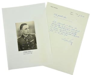 Signature of Waffen-SS Knight's Cross Recipient 'Johannes Scherg'