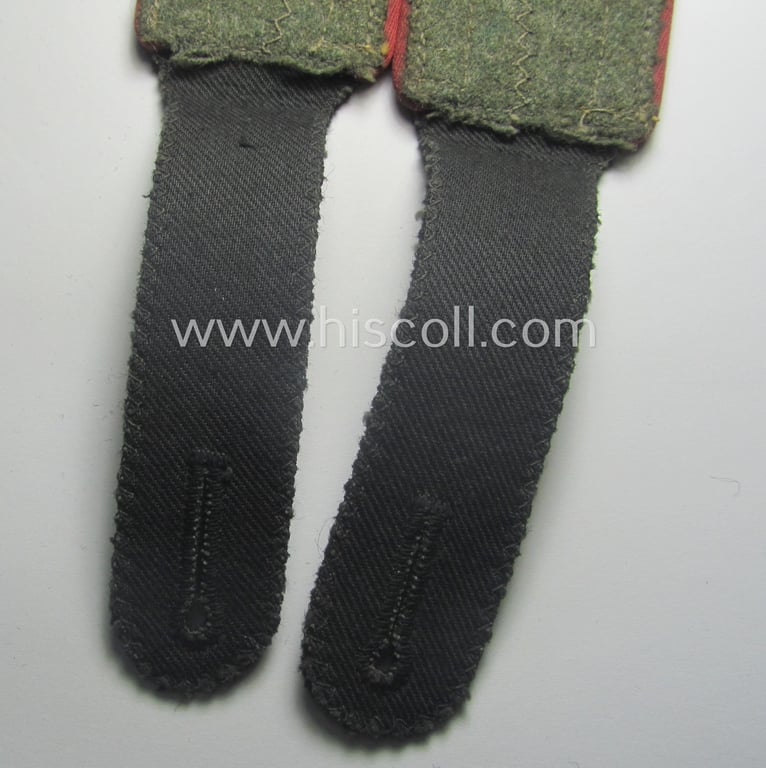 Superb - and fully matching! - pair of Waffen-SS (ie. 'SS-Panzer') NCO-type shoulderstraps (as was amongst others used on the black-coloured 'wrap-around'-tunics) as was intended for usage by an: 'Unterscharführer der SS-Panzer-Trpn.'