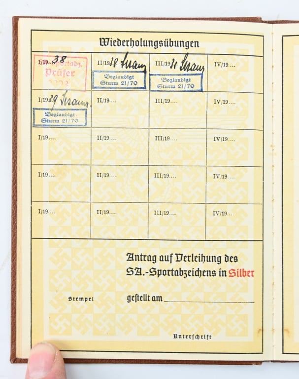 German SA Sports Certificate / Booklet