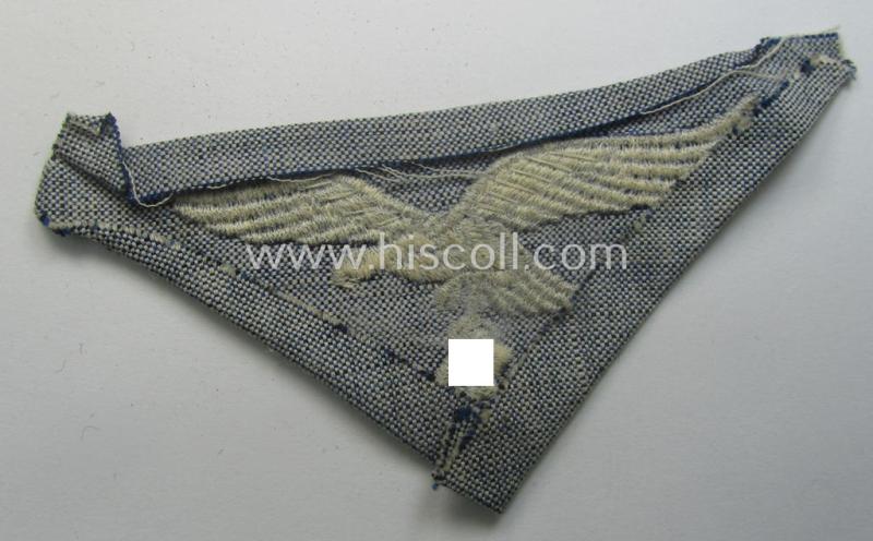 WH (Luftwaffe) enlisted-mens'- (ie. NCO-) pattern, summer-shirt breast-eagle as was specifically intended for usage on the bluish-grey- (ie. 'blaumelliertes') summer-shirts (ie. 'Hemden')