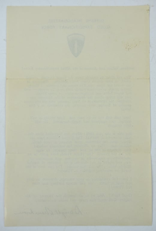 US WW2 Eisenhower D-Day Letter 6 June 1944