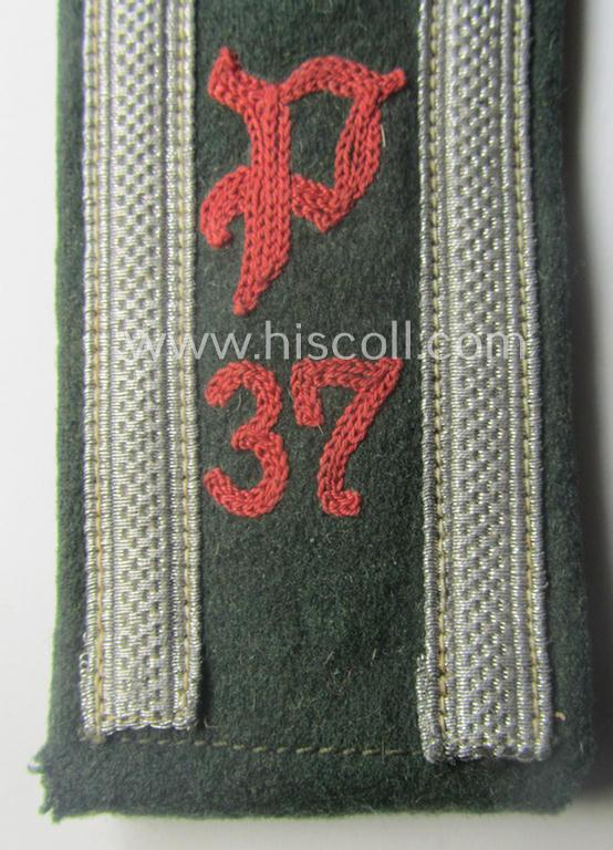 Single, early-period (ie. 'M36- o. M40'-pattern and pointed-styled) WH (Heeres) 'cyphered', NCO-type shoulderstrap as was intended for an: 'Unteroffizier u. Mitglied des Panzerjäger-Rgts. 37'