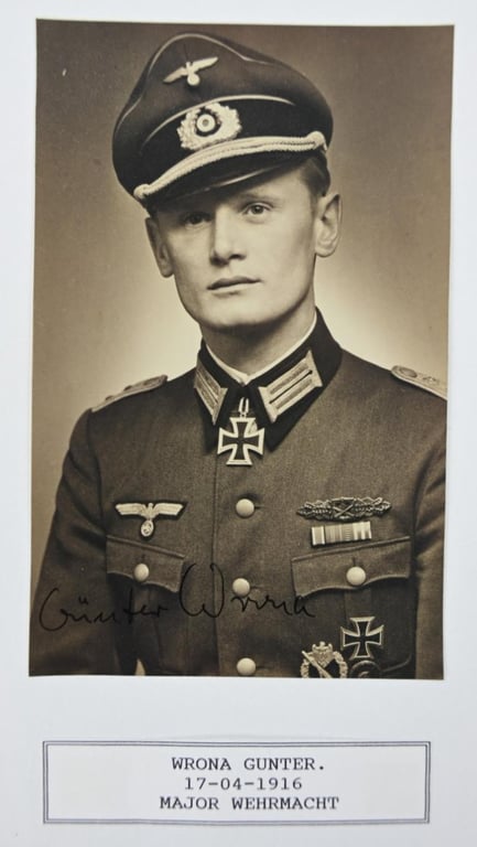 Signature of Wehrmacht Heer KC Recipient 'Günter Wrona'