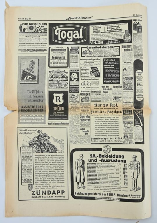 German Newspaper der SA-Mann 17 Juli 1937