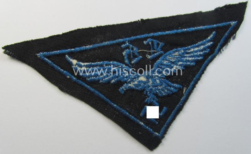 Neat, WH (Luftwaffe- ie. Hitlerjugend-) related, machine-embroidered breast-badge (ie. eagle-device) as was specifically intended for usage by a: 'Flakhelfer' (ie. later-war-period, youthfull, anti-aircraft staff-member)