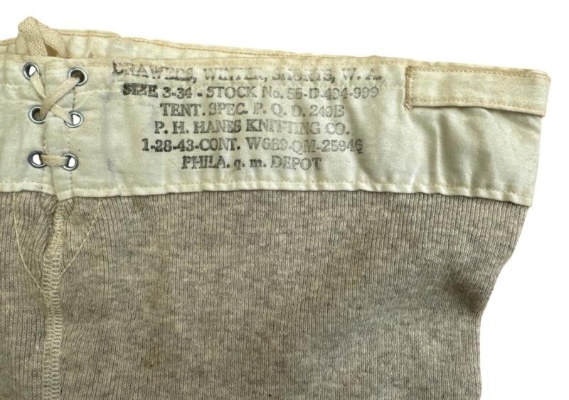 US Army Issue Winter Underwear dated 1943