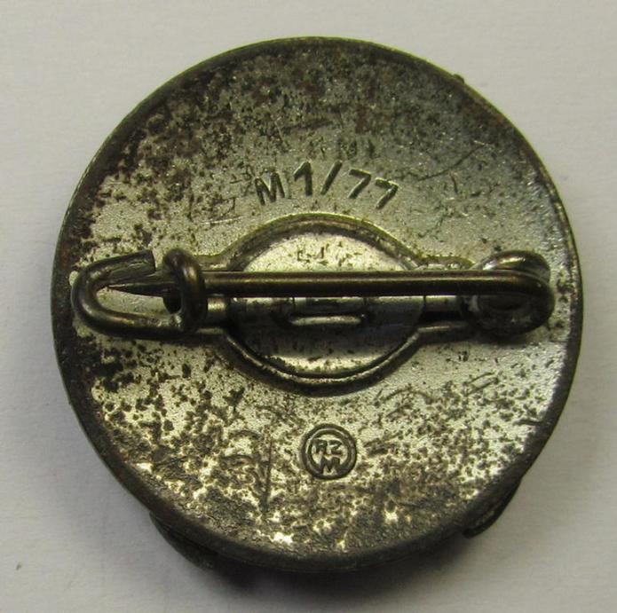 Early- (ie. pre-war-) period HJ ('Hitlerjugend') so-called: 'HJ-Schiessauszeichnung' (or: HJ shooting- ie. marksmans'-badge) being a nicely maker- (ie. 'RzM - M1/77'-) marked example