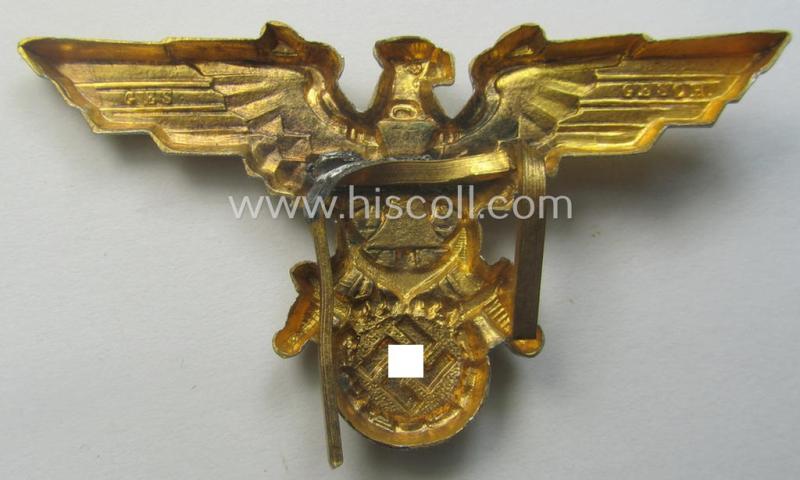 Interesting - and actually only once before seen! - 2-pieced 'N.S.R.K.B.'- (ie. 'Nationalsocialistischer Reichskriegerbund'-) related (naval) grouping comprising of two, bright-golden-toned: 'N.S.R.K.B.'-eagle-devices