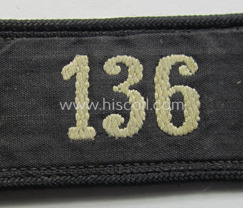 Neat - and naturally single! - black-piped, so-called: 'DJ- o. Deutsches Jungvolk' shoulderstrap as was intended for usage by a: 'DJ-Mitglied' who served within the: 'Bann 136' (136 = 'Iserlohn')