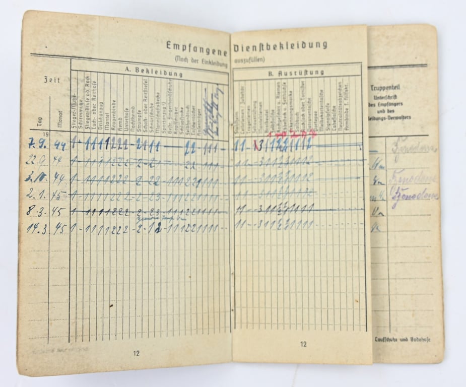 German LW Soldbuch Flakabteilung 768