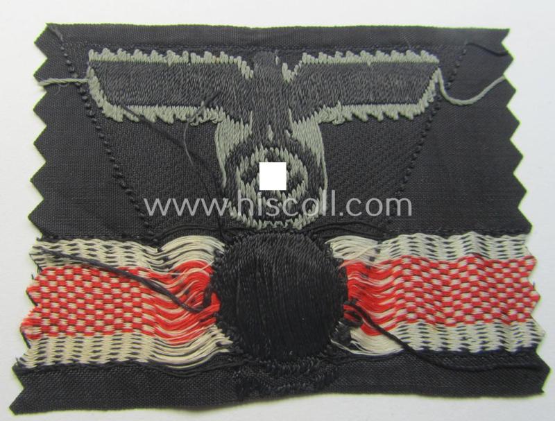 WH (Heeres) 'M43-pattern'-cap-eagle/cocarde (ie. cap-trapezoid or: 'Mützentrapez') as produced for usage on the black-coloured 'M-43'-model 'Panzer'-caps (ie. 'Einheitsfeldmützen')