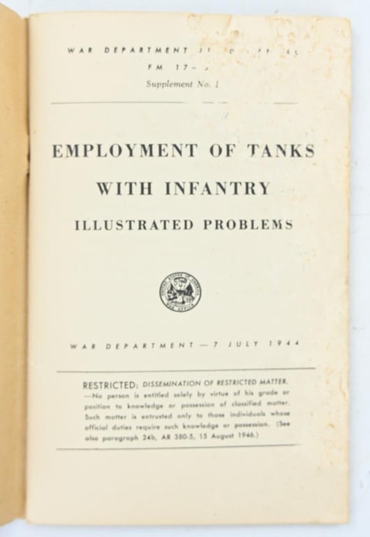 US WW2 Field Manual FM17-36 Tanks with Infantry