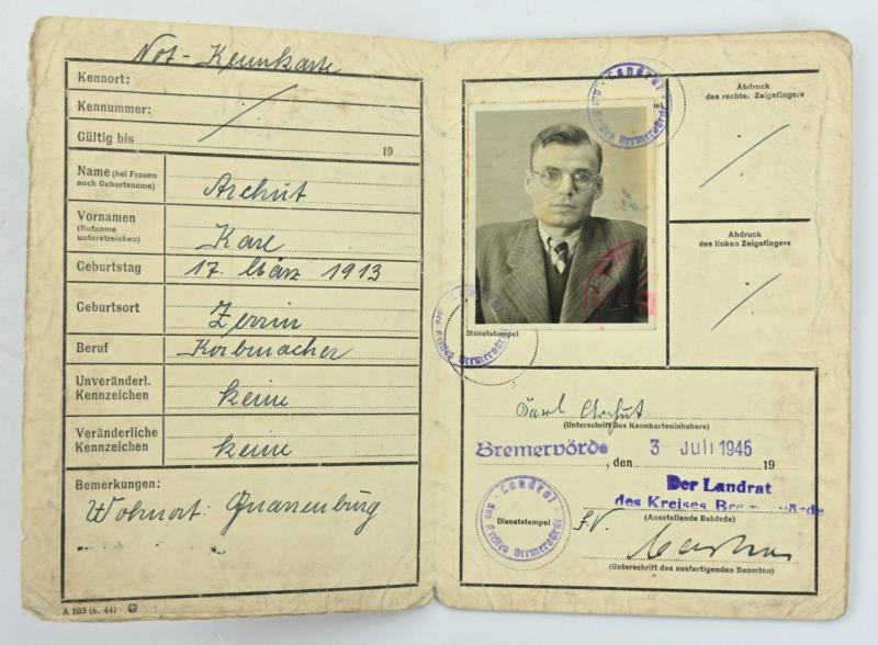 German Third Reich Paper Document set 'Stettin'