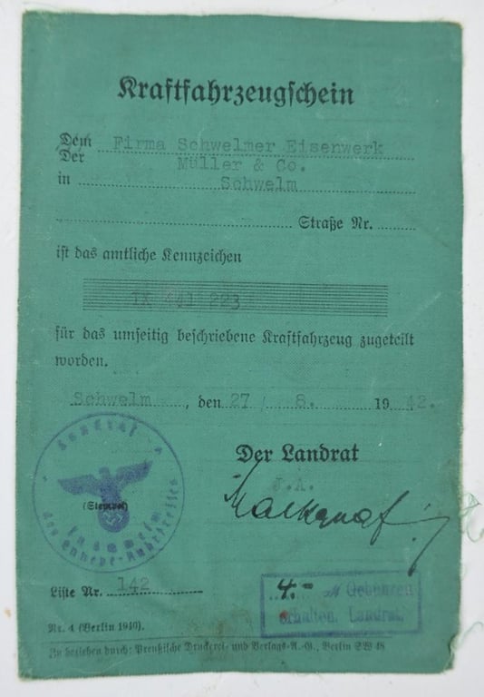 German Third Reich Grouping Oberingenieur 'Vinzenz Grünvogel' and Developer of the Wehrmacht EinheitsKannister!
