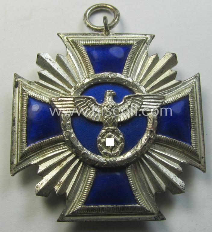 'N.S.D.A.P. Dienstauszeichnung in Silber' (ie. '2. Stufe für 15 Jahre t. D.') being a (typical) non-maker-marked- (and 'regular-weight') example that comes together with its period (regular-sized) ribbon as issued- and/or worn