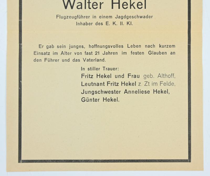 German LW Deathcard 'Walter Hekel'