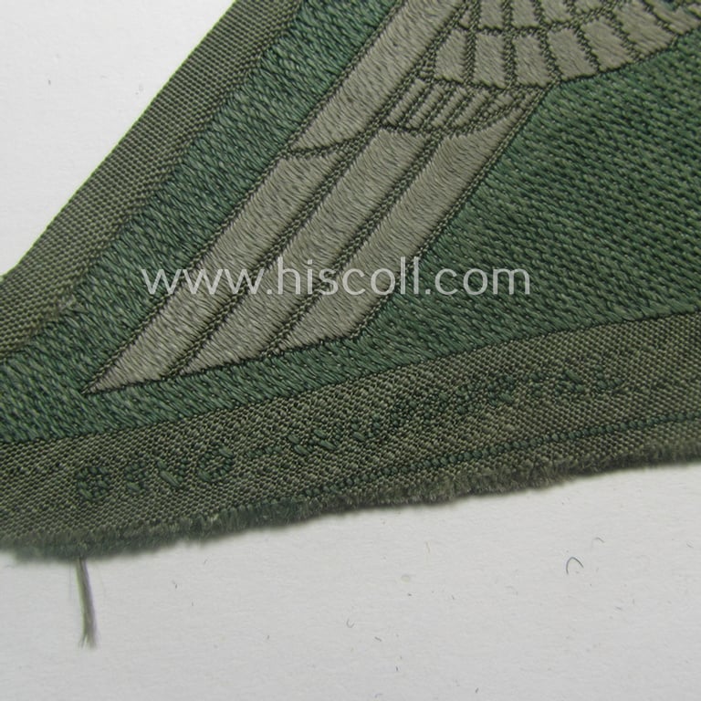 Later-war-period, WH (Heeres) so-called: 'M44'-pattern- and/or: trapezoid-shaped breasteagle (ie. 'Brustadler für Manns. u. Uffz.') showing an interwoven 'BeVo-Wuppertal'-makers'-designation