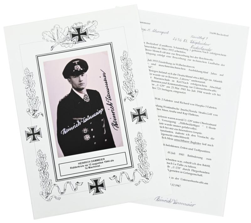 Signature of Kriegsmarine KC-Recipient 'Heinrich Dammeier'