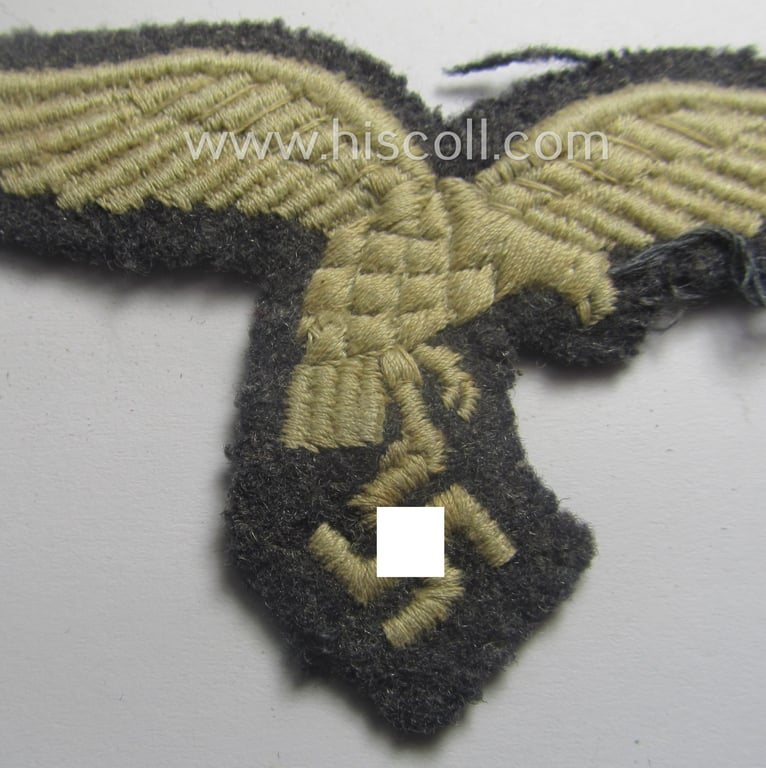 Moderately used- ie. worn, WH (Luftwaffe) EM- (ie. NCO-) 'down-tailed'-pattern breast-eagle