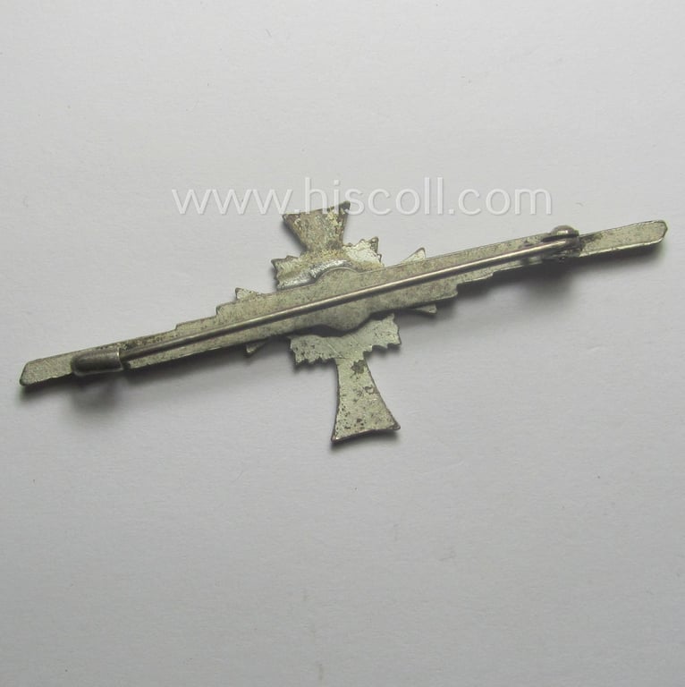 Rarely found miniature of an: 'Ehrenkreuz der deutschen Mutter - zweite Stufe' (or: silver-class mothers'-cross) being a non-maker-marked example that comes mounted onto a (rarely observed!) bar (ie. 'Spange')