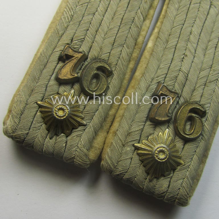 Pair of fully matching - and neatly 'cyphered'! - WH (Heeres) officers'-type shoulderboards as was intended for - and clearly worn by! - an: 'Oberleutnant des Infanterie-Rgts. 76'