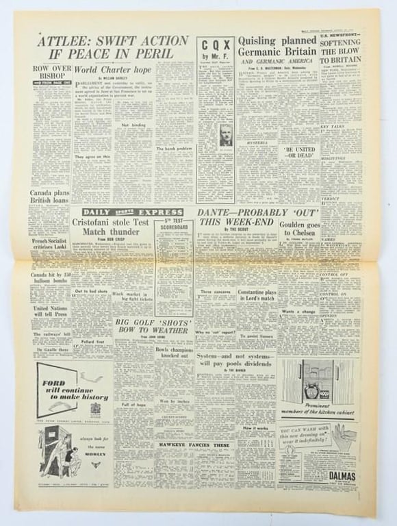 British WW2 Newspaper 'The Daily Express'