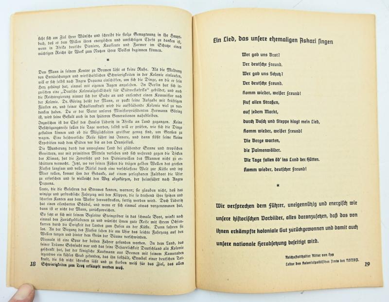 German Hitler Youth Booklet 'Kaempfer um Deutschlands  Kolonien'