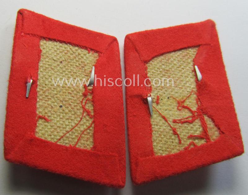 Pair of WH (Luftwaffe) bright-red-coloured, EM- (ie. NCO-) type collar-patches (ie. 'Kragenspiegel') as was intended for usage by a member within a: 'Flak-Artillerie'-regiment ie. unit