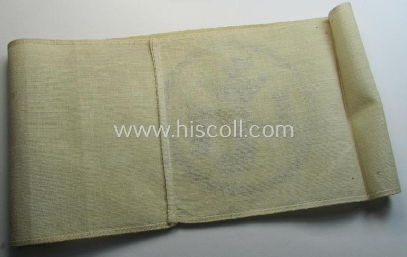 Superb - hardly worn and with certainty rarely found! - neatly 'BeVo'-woven, 'N.S.-Volkswohlfahrt' (N.S.V.) ie. 'Deutsches Arbeitsfront' (D.A.F)-related armband (ie. 'Armbinde') depicting an interwoven: 'N.S.V.'-logo