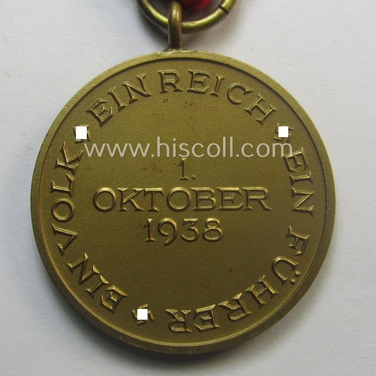 WH Czech-occupation- (ie. 'Anschluss'-) medal: '1. Oktober 1938' that came mounted onto its period ribbon as issued and/or recently found