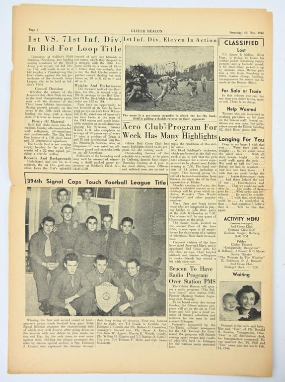 US WW2 Glider Beacon Newspaper 10 November 1945