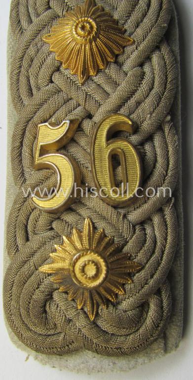 Neat - albeit regrettably single! - WH (Heeres) 'cyphered' and high-ranked officers'-type shoulderboard as was intended for an: 'Oberst des Infanterie-Regiments 56'