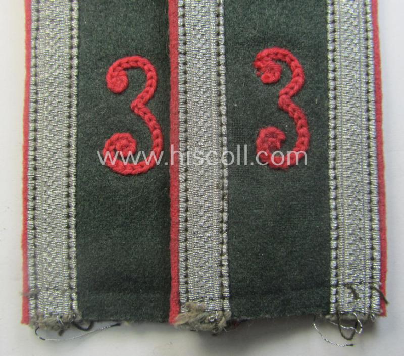 Pair of WH (Heeres), early-war period- (ie. 'M40'-pattern and/or rounded-style) neatly 'cyphered', NCO-type shoulderstraps: 'Uffz. des Panzer- o. Panzerjäger-Rgts. 3'