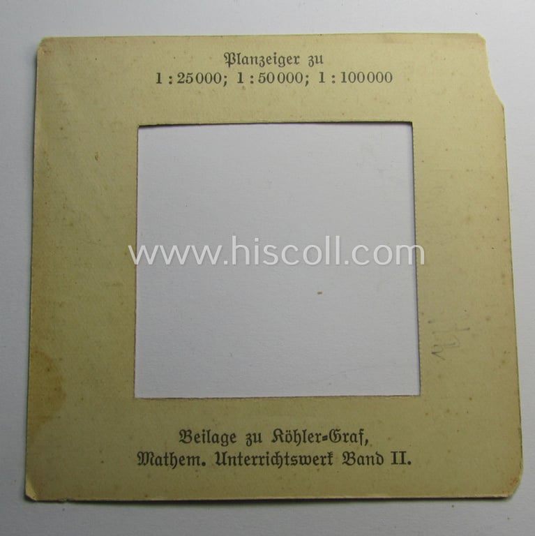 WH-era 'Planzeiger für Wehr- und Geländedienst' (as executed in 'Mica') that comes stored in its period (albeit relic!, beige-coloured, paper-based- (and/or maker- ie. 'Esero'- marked-) pouch as issued