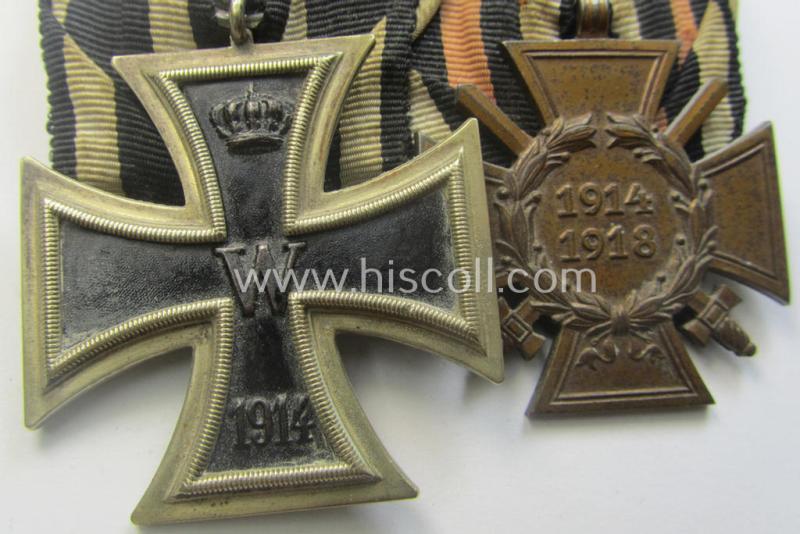 WWI-period so-called: 'Doppelspange' (being of the 'non-detachable-pattern') showing resp. an: 'EK II. Klasse' and a: 'FKK 1914-18 mit Schw.' and that comes as recently found