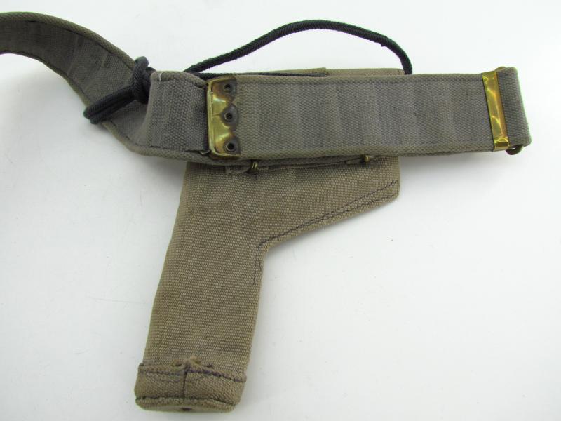 British WWII RAF Blue Web Pistol Holster, Ammo Pouch & Belt Set
