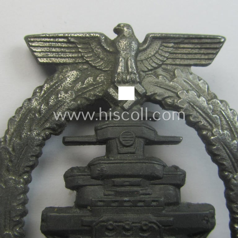 WH (KM) 'Flottenkriegsabzeichen' being zinc- (ie. 'Feinzink'-) based example by the 'Friedrich Orth'- (ie. 'FO'-) company