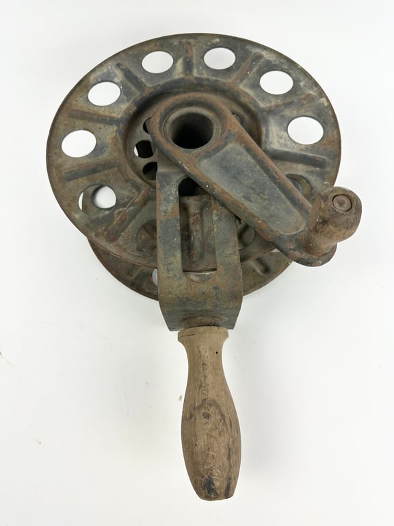 Original German WWII Big Hand Held Cable Reel With Wire Dated2 1942 "DZ"
