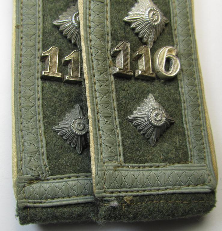 Attractive - and fully matching! - pair of neatly 'cyphered' WH (Heeres) 'M43'-pattern shoulderstraps as was intended for usage by an: 'Oberfeldwebel des Infanterie-Regiments 116' and that comes as recently found