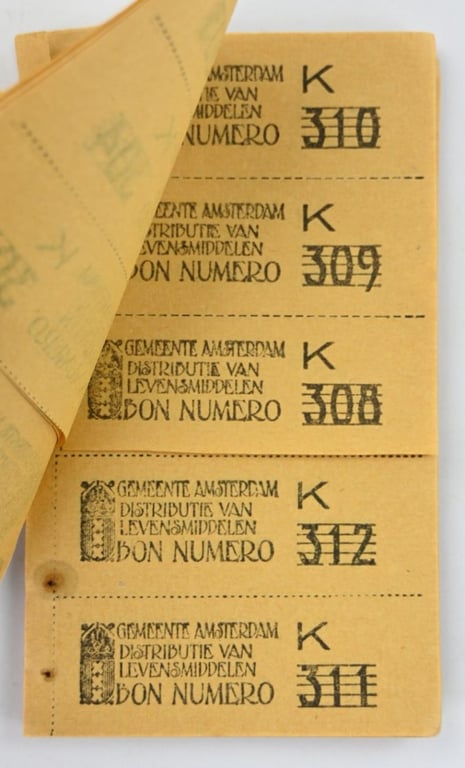 Dutch WW1 Period Food Coupons Amsterdam