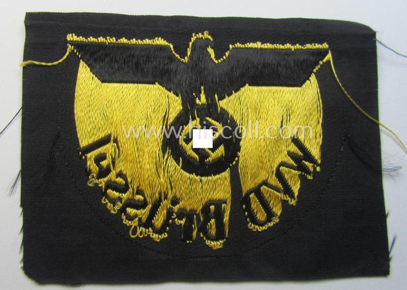 'DRB'- (ie. 'Deutsche Reichsbahn'-) related arm-eagle (ie. 'Ärmeladler') as intended for an official of the: 'Deutsche Reichsbahn' ie. the: 'WVD Brüssel' (or: 'Wehrmacht-Verkehrsdirektion Brüssel')